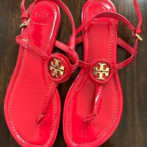 Tory burch Dillan Ruby Jewel Patent Leather Flat Sandal